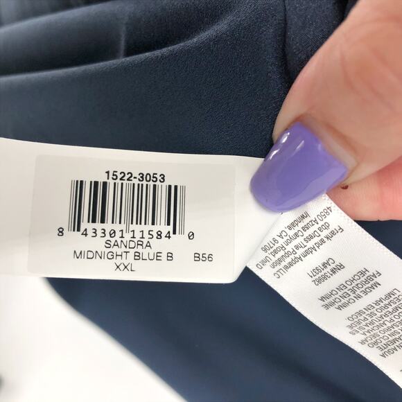 DRESS THE POPULATION Sandra Trumpet Gown XXL 14 Midnight Blue Crepe Dress NWT - Picture 11 of 11